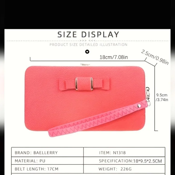 Boutique Baellerry Black Bow Detail Wallet - Picture 2 of 8